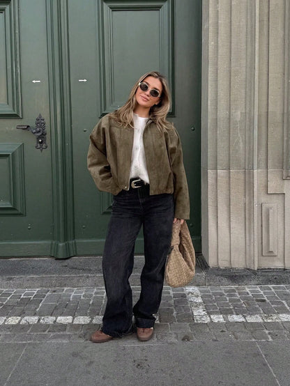 Giacca Scamosciata Oversize Giada™ – Perfetta per la Mezza Stagione