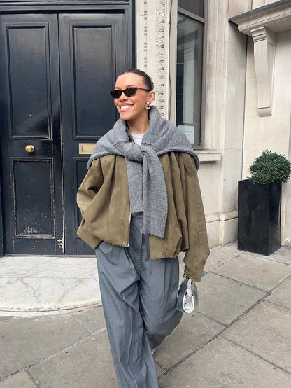 Giacca Scamosciata Oversize Giada™ – Perfetta per la Mezza Stagione