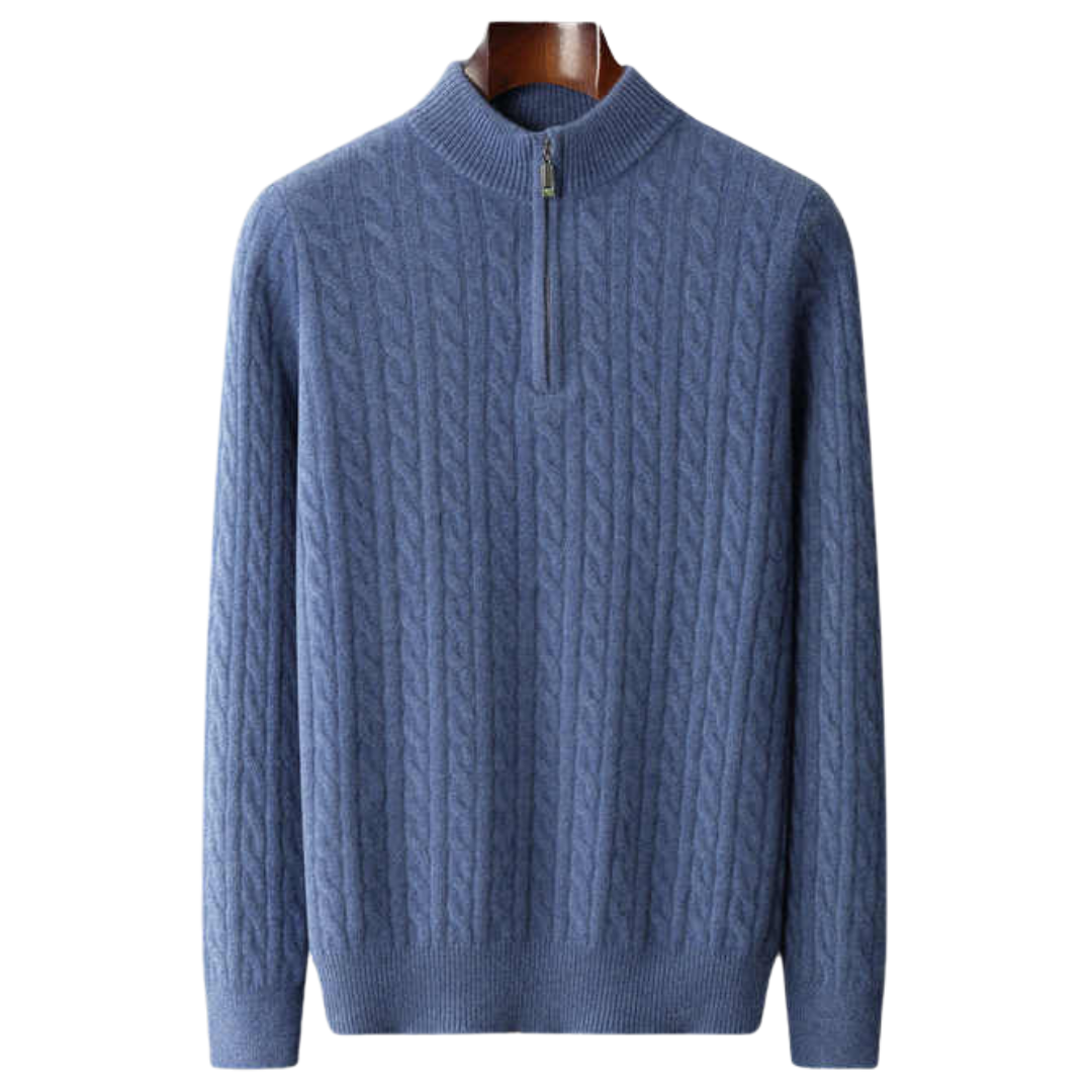 100% Cashmere Woven Half Zip