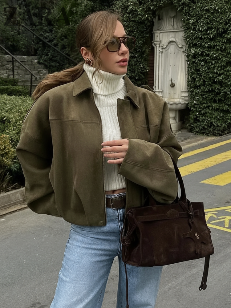 Giacca Scamosciata Oversize Giada™ – Perfetta per la Mezza Stagione