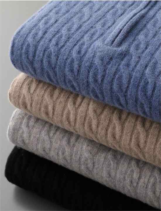 100% Cashmere Woven Half Zip